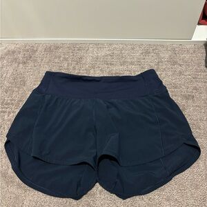Lululemon speed run high rise navy running shorts